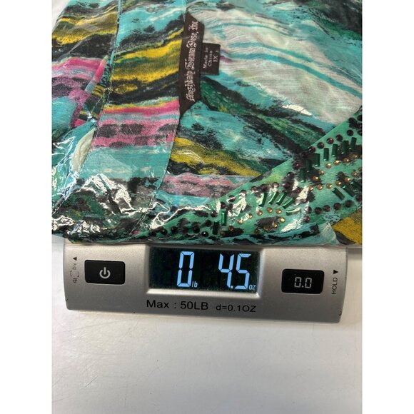 Mushka by Sienna Rose Short Sleeve V Neck Semi Sheer Colorful Sequin Tunic, 1X - Picture 9 of 9